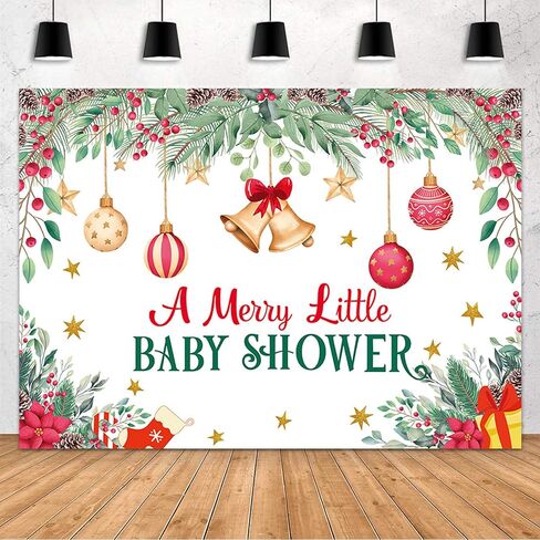MEHOFOND 7x5ft Christmas Baby Shower Backdrop for Boy Girl A Merry Little Baby Shower Banner Decoration Red Xmas Winter Wonderland Photography Background Cake Table Supplies Photo Booth Studio Props in Saudi Arabia