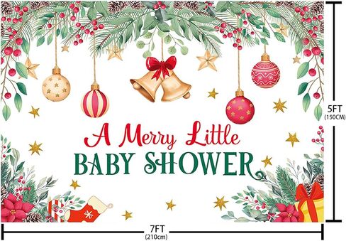 MEHOFOND 7x5ft Christmas Baby Shower Backdrop for Boy Girl A Merry Little Baby Shower Banner Decoration Red Xmas Winter Wonderland Photography Background Cake Table Supplies Photo Booth Studio Props in Saudi Arabia