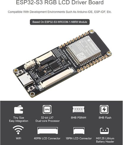 Waveshare ESP32-S3 2.8 بوصة RGB تعمل باللمس وحدة على متن ST7701 LCD رقاقة مع RGB LCD لوحة للقيادة على أساس وحدة ESP32-S3-WROOM-1-N8R8، ودعم واي فاي وبلوتوث in Saudi Arabia