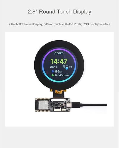 Waveshare ESP32-S3 2.8 بوصة RGB تعمل باللمس وحدة على متن ST7701 LCD رقاقة مع RGB LCD لوحة للقيادة على أساس وحدة ESP32-S3-WROOM-1-N8R8، ودعم واي فاي وبلوتوث in Saudi Arabia