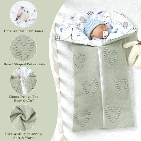 Baby Winter Thick Swaddle Blankets Newborn Heart Dots Receiving Blanket Infant Soft Knit Warm Stroller Wraps for Baby Boys Girls (Pink) in Kuwait
