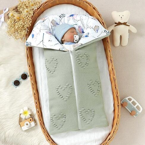 Baby Winter Thick Swaddle Blankets Newborn Heart Dots Receiving Blanket Infant Soft Knit Warm Stroller Wraps for Baby Boys Girls (Pink) in Kuwait