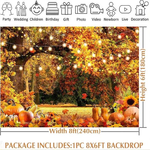 Avezano Fall Backdrop for Photography Forest Maple Leaves Scenery Thanksgiving Day Photo Background Kids Children Portrait Photo Booth Props (7x5ft) in Saudi Arabia