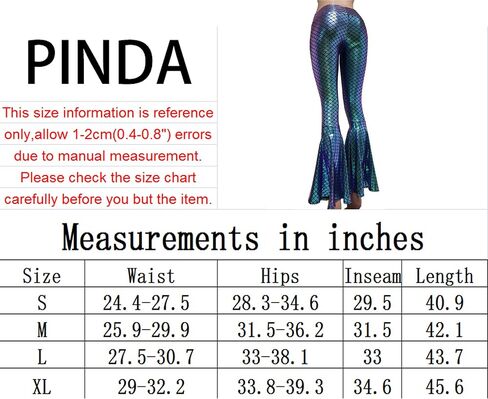 pinda Iridescent Mermaid High Waisted Wide Leg Yoga Bell Bottom Pants Leggings in Saudi Arabia