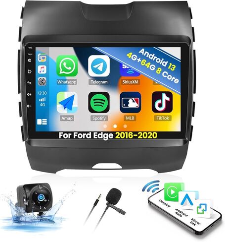 UNITOPSCI 4G+64G 8 Core for Ford Edge 2016-2020 راديو Android 13 سيارة ستيريو لاسلكي CarPlay Android Auto GPS 9 بوصة شاشة لمس بلوتوث 5.0 وصلة مرآة 32 نطاق EQ DSP WiFi FM/RDS SWC+ميكروفون كاميرا احتياطية in Kuwait