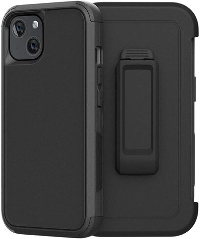 AICase Rugged Case for iPhone 13,Heavy Duty 3-Layer Pocket-Friendly Durable Military Grade Protection Shockproof/Drop Proof Protective Cover for iPhone 13 6.1 inch_1 Black in Kuwait