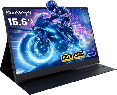 شاشة محمولة، شاشة كمبيوتر محمول 15.6 بوصة 1080 بيكسل FHD IPS، موسع شاشة USB C HDMI للكمبيوتر المحمول مع حافظة واقية ومكبرات صوت، شاشة خارجية لألعاب السفر لأجهزة الكمبيوتر المحمول/سطح المكتب/الكمبيوتر الشخصي/Mac/الهاتف/Xbox in Kuwait