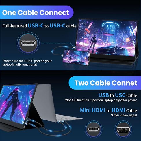 شاشة محمولة، شاشة كمبيوتر محمول 15.6 بوصة 1080 بيكسل FHD IPS، موسع شاشة USB C HDMI للكمبيوتر المحمول مع حافظة واقية ومكبرات صوت، شاشة خارجية لألعاب السفر لأجهزة الكمبيوتر المحمول/سطح المكتب/الكمبيوتر الشخصي/Mac/الهاتف/Xbox in Kuwait