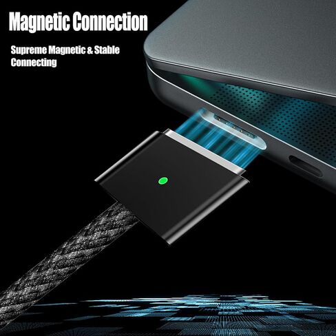 كابل USB-C إلى مغناطيسي 140 واط 3 لكابل شحن MacBook Pro 2021 M1 Pro & Max Chip 14" 16"، MacBook Air 2022 M2، MacBook Pro 2023 M2 Pro & Max Chip 14"-16"، كابل Safe 3 لجهاز MacBook - 6.6 قدم in Saudi Arabia