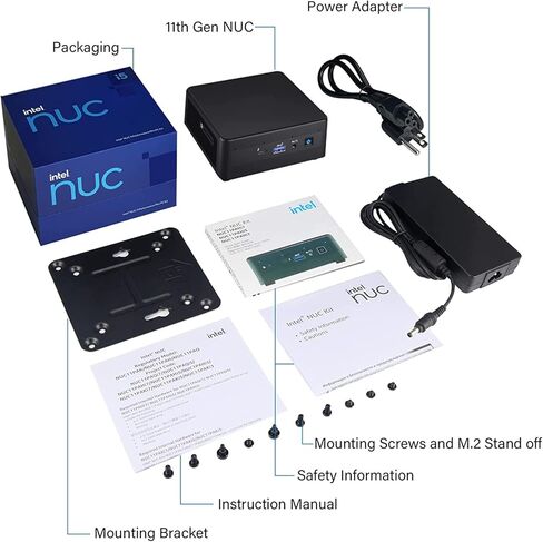 كمبيوتر مكتبي صغير Intel الجيل الحادي عشر NUC Tiny Client 2022، i7-1165G7 4-Core، Iris Xe Graphics، 16 جيجابايت DDR4، 2 تيرابايت M.2 SSD، Thunderbolt 3، منفذ عرض، RJ-45، HDMI v2.0، WiFi 6، BT 5، ويندوز 10 برو in Saudi Arabia