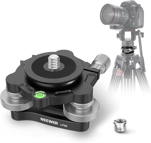 NEEWER Tripod Head Leveling Base Camera Leveler, 3 Axis Wheel Metal Head with Bubble Levels, 3/8" Screw & Thread, +/-9° Precise Angle Adjustment for Macro Panoramic Photography, Max Load 33lb, LP65 in Saudi Arabia