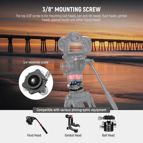 NEEWER Tripod Head Leveling Base Camera Leveler, 3 Axis Wheel Metal Head with Bubble Levels, 3/8" Screw & Thread, +/-9° Precise Angle Adjustment for Macro Panoramic Photography, Max Load 33lb, LP65 in Saudi Arabia