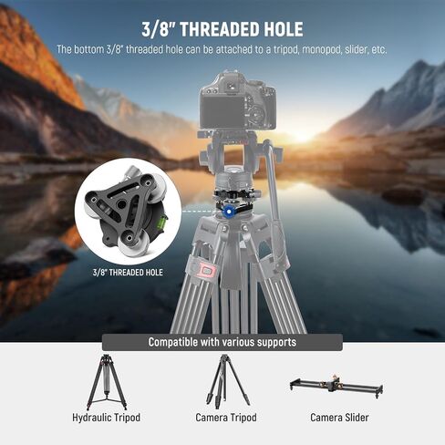 NEEWER Tripod Head Leveling Base Camera Leveler, 3 Axis Wheel Metal Head with Bubble Levels, 3/8" Screw & Thread, +/-9° Precise Angle Adjustment for Macro Panoramic Photography, Max Load 33lb, LP65 in Saudi Arabia