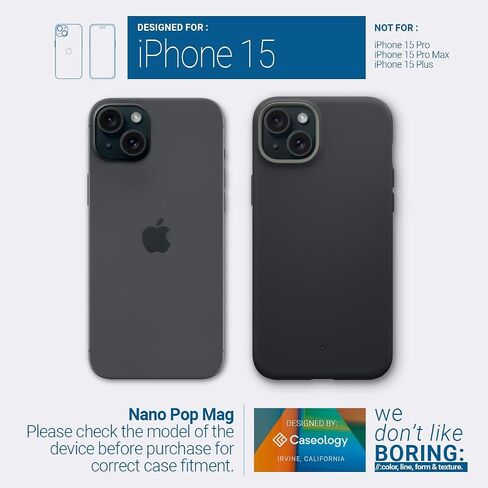 Caseology Nano Pop Mag for iPhone 15 Case [Dual Layer Silicone Case Compatible with Magsafe] Military Grade Drop Tested (2023) - Black Sesame in Saudi Arabia