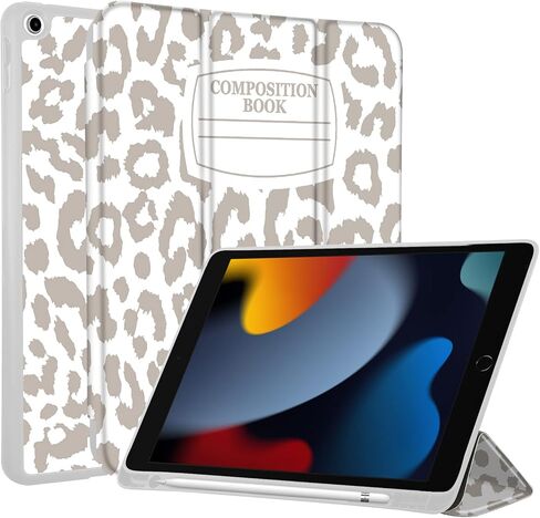 حافظة TopPerfekt لجهاز iPad 9th / 8th / 7th Generation 2021/2020 / 2019 مقاس 10.2 بوصة - إطار مقاوم للصدمات من مادة TPU وغطاء جلدي واقٍ [حامل قلم رصاص مدمج، نوم/تنبيه تلقائي] بقرة وردية in Kuwait