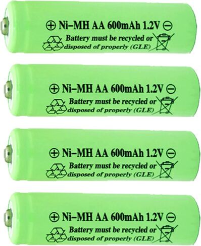 بطارية قابلة للشحن AA Ni-MH 600 مللي أمبير 1.2 فولت للأضواء الشمسية الخارجية، وأضواء الحديقة، وأجهزة التحكم عن بعد، والفئران (أخضر 12 قطعة) in Kuwait