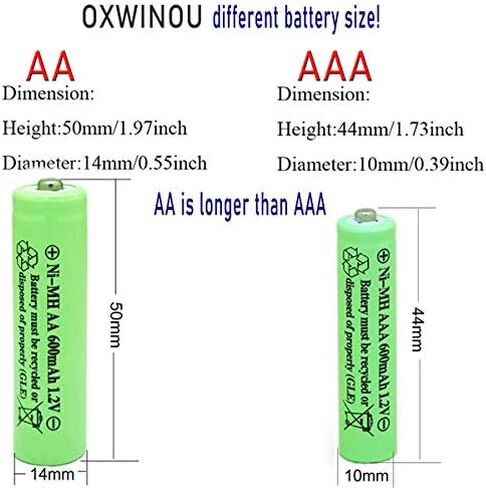 بطارية قابلة للشحن AA Ni-MH 600 مللي أمبير 1.2 فولت للأضواء الشمسية الخارجية، وأضواء الحديقة، وأجهزة التحكم عن بعد، والفئران (أخضر 12 قطعة) in Kuwait