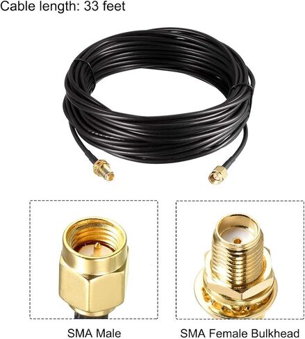 uxcell SMA Extension Cable SMA Male to SMA Female Antenna RF Coax Cable RG174 for Radio, Antenna, Wireless LAN Devices 33 ft in Saudi Arabia