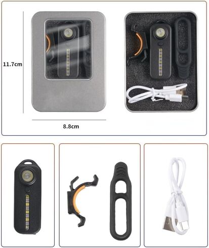 مصباح يدوي صغير بسلسلة مفاتيح USB قابل لإعادة الشحن، صغير جدًا، عالي السطوع 100 لومن، 5 أوضاع، ضوء فلاش EDC خفيف الوزن مع بطارية مدمجة وكابل USB (أسود) in Kuwait