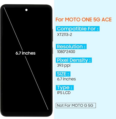 استبدال شاشة لهاتف Motorola Moto One 5G Ace، شاشة LCD لهاتف Motorola ONE G 5G XT2113 UW Ace XT2113-2 مجموعة كاملة لشاشة اللمس مع إطار (ليس لـ ONE 5G، ONE 5G UW) in Saudi Arabia