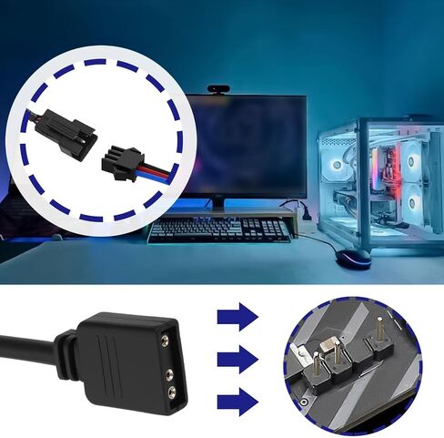 ECSiNG 2Pcs 5V 3Pin ARGB Female to SM Male Adapter Cable 1 to 3 ARGB Split Cable 30CM for PC LED Strips 5 V ARGB Fan Computer Chassis in Saudi Arabia
