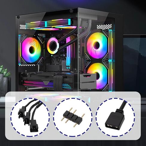 ECSiNG 2Pcs 5V 3Pin ARGB Female to SM Male Adapter Cable 1 to 3 ARGB Split Cable 30CM for PC LED Strips 5 V ARGB Fan Computer Chassis in Saudi Arabia