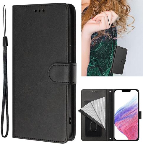 Wallet Case for Samsung Galaxy A32 5G, [RFID Blocking] 3 Card Holder Stand [Shockproof TPU Interior Case] PU Leather Magnetic Protective Flip Case for Galaxy A32 5G, Black YBW in Saudi Arabia