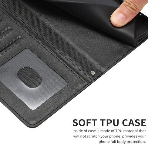 Wallet Case for Samsung Galaxy A32 5G, [RFID Blocking] 3 Card Holder Stand [Shockproof TPU Interior Case] PU Leather Magnetic Protective Flip Case for Galaxy A32 5G, Black YBW in Saudi Arabia