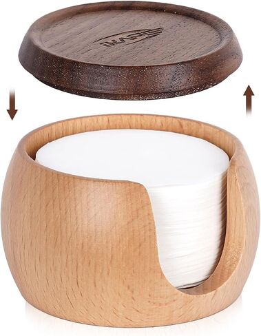 IKAPE Espresso Coffee Accessories, 200pcs 58.5MM Paper Filters, Replacement Espresso Puck Paper Filters with a Wooden Storage Holder, Compatible with 58mm Portafilter Basket in Saudi Arabia