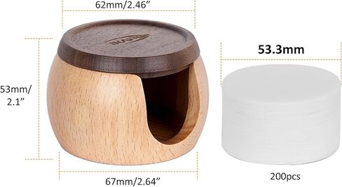 IKAPE Espresso Coffee Accessories, 200pcs 58.5MM Paper Filters, Replacement Espresso Puck Paper Filters with a Wooden Storage Holder, Compatible with 58mm Portafilter Basket in Saudi Arabia