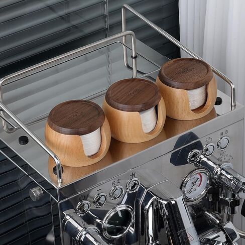 IKAPE Espresso Coffee Accessories, 200pcs 58.5MM Paper Filters, Replacement Espresso Puck Paper Filters with a Wooden Storage Holder, Compatible with 58mm Portafilter Basket in Saudi Arabia