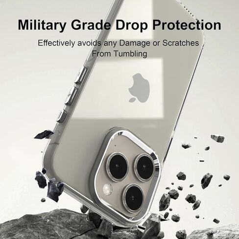 حافظة مصممة لهاتف iPhone 15 Pro، حافظة هاتف شفافة نحيفة مع إطار كاميرا مدمج من سبائك الألومنيوم، مضادة للاصفرار، أزرار معدنية، حماية شاملة مضادة للصدمات مع زوايا الوسادة الهوائية، شفافة in Saudi Arabia