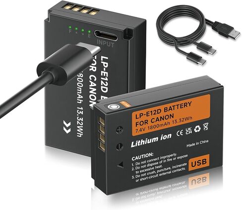بطارية LP-E12، بطارية ليثيوم أيون LP-E12 3 عبوات شحن USB مباشر لكاميرات Canon EOS-M، EOS M2، EOS M10، EOS M50، EOS M50 Mark II، EOS M100، EOS M200، SX70 HS، Rebel SL1 in Saudi Arabia