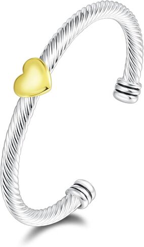 UNY JEWEL Jewelry Make a Statement With Our Two Tone Twisted Cable Wire Ball Weave Cuff Bangle Makes a Thoughtful and Stylish Gift in Saudi Arabia