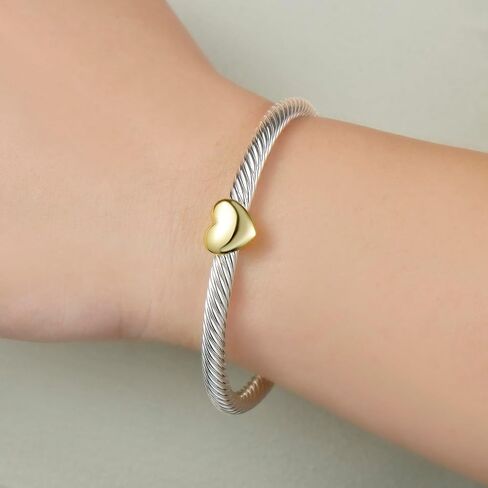 UNY JEWEL Jewelry Make a Statement With Our Two Tone Twisted Cable Wire Ball Weave Cuff Bangle Makes a Thoughtful and Stylish Gift in Saudi Arabia