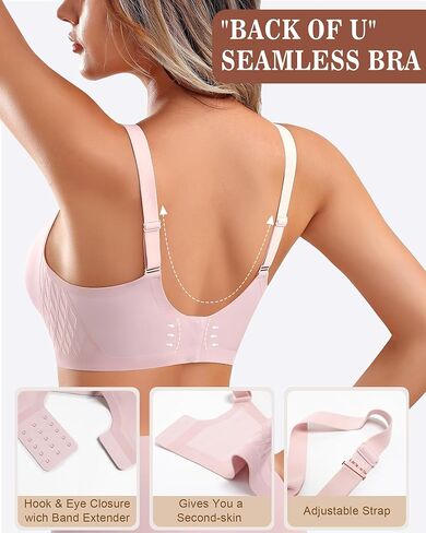 Womens Wireless Bra Push Up Bra for Women Seamless No Underwire Bras Regular & Plus Size Black in Kuwait
