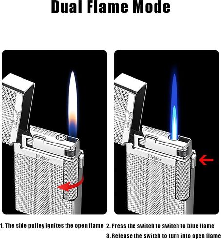 Dual Flame Mode Classic Lighter, Jet Torch Lighter Soft Flame Lighter 2 in 1 Windproof Refillable Butane Lighter for Men Dad Husband Gift Collect,Gold b in Saudi Arabia
