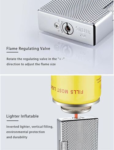 Dual Flame Mode Classic Lighter, Jet Torch Lighter Soft Flame Lighter 2 in 1 Windproof Refillable Butane Lighter for Men Dad Husband Gift Collect,Gold b in Saudi Arabia