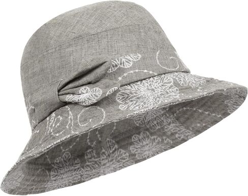 Summer Beach Sun Hats for Women Ladies Wide Brim Floral Cotton Packable Bucket Hat Travel Sun Protection UPF 50+ Hat in Kuwait