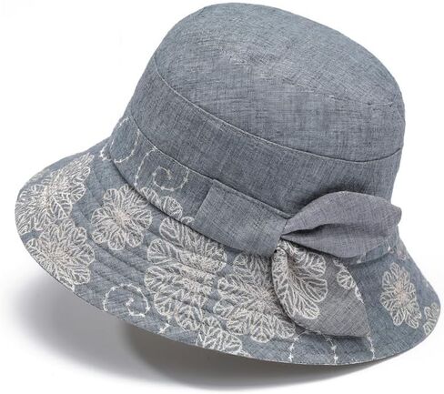 Summer Beach Sun Hats for Women Ladies Wide Brim Floral Cotton Packable Bucket Hat Travel Sun Protection UPF 50+ Hat in Kuwait