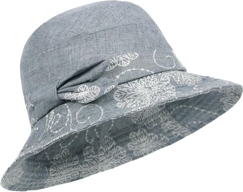 Summer Beach Sun Hats for Women Ladies Wide Brim Floral Cotton Packable Bucket Hat Travel Sun Protection UPF 50+ Hat in Kuwait