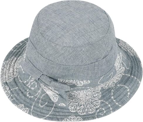 Summer Beach Sun Hats for Women Ladies Wide Brim Floral Cotton Packable Bucket Hat Travel Sun Protection UPF 50+ Hat in Kuwait