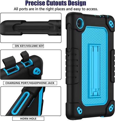 for TCL Tab 8 Plus/WiFi 9132X / LE 9137W Tab Case Soft Silicone Rubber Had Back Shell Kids Friendly Built in Stand Shoulder Strap for TCL Tab 8 Come with Screen Protector (Black+Black/1 Pcs) in Kuwait