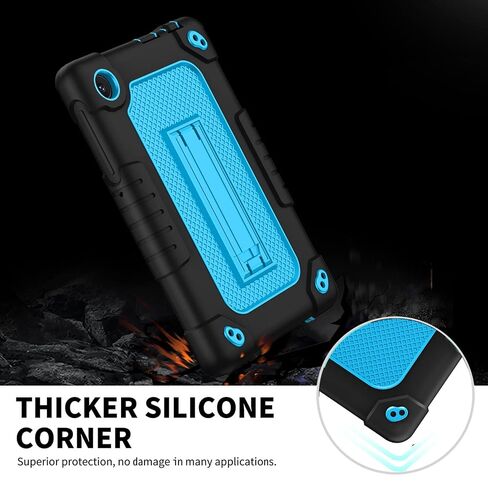 for TCL Tab 8 Plus/WiFi 9132X / LE 9137W Tab Case Soft Silicone Rubber Had Back Shell Kids Friendly Built in Stand Shoulder Strap for TCL Tab 8 Come with Screen Protector (Black+Black/1 Pcs) in Kuwait