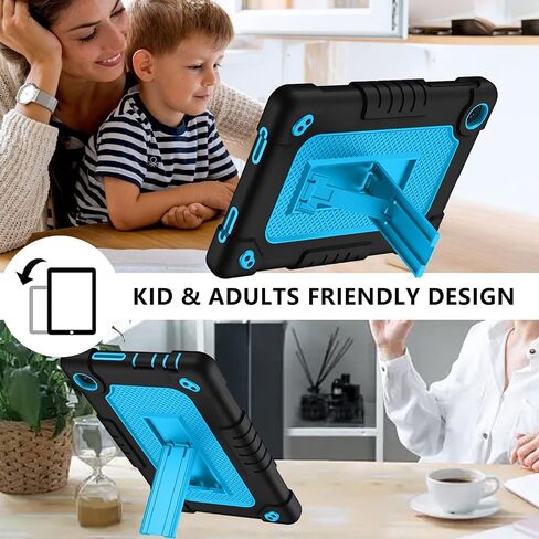 for TCL Tab 8 Plus/WiFi 9132X / LE 9137W Tab Case Soft Silicone Rubber Had Back Shell Kids Friendly Built in Stand Shoulder Strap for TCL Tab 8 Come with Screen Protector (Black+Black/1 Pcs) in Kuwait