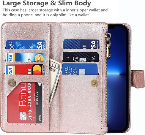 iCoverCase for iPhone 13 Pro Wallet Case with Card Holder and Adjustable Crossbody Lanyard, PU Leather Kickstand Card Slots [Not Detachable] Flip Cover Case 6.1 Inch (Black), Black in Kuwait