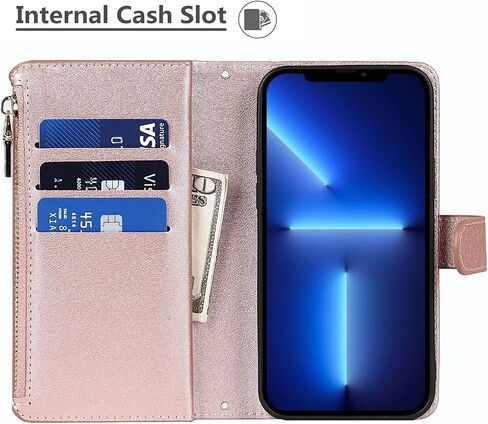 iCoverCase for iPhone 13 Pro Wallet Case with Card Holder and Adjustable Crossbody Lanyard, PU Leather Kickstand Card Slots [Not Detachable] Flip Cover Case 6.1 Inch (Black), Black in Kuwait