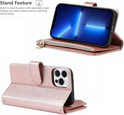 iCoverCase for iPhone 13 Pro Wallet Case with Card Holder and Adjustable Crossbody Lanyard, PU Leather Kickstand Card Slots [Not Detachable] Flip Cover Case 6.1 Inch (Black), Black in Kuwait