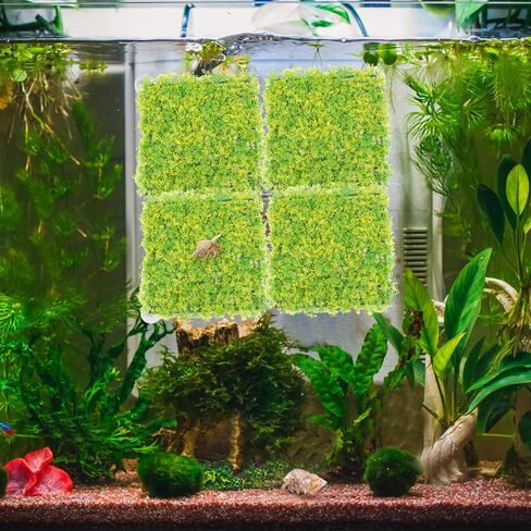 2PCS Hermit Crab Climbing Toys, 10 x 10 Inch Square Plastic Aquarium Grass Mat Decoration with 8 Suction Cups Hermit Crab Plants Lawn Supplies Hermit Crab Hideout Hermit Crab Tank Decor in Saudi Arabia