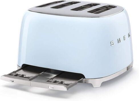Smeg 50s Retro 4-Slot Toaster TSF03CRUS Bundle with Bamboo Tongs - Cream in Saudi Arabia
